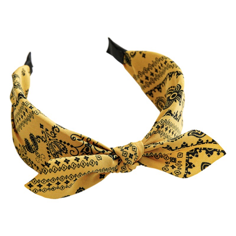 Tres Estados transfronterizo nuevo estilo étnico oreja pequeña diadema anudada versión ancha presión horquilla accesorios para el cabello diadema impresa grande de las mujeres