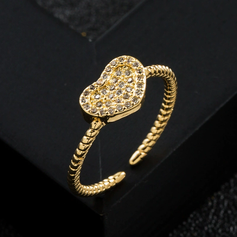 Fashionable copper zirconium, one size small design ring with stone hip-hop style, European style, micro incrustation, simple and elegant design