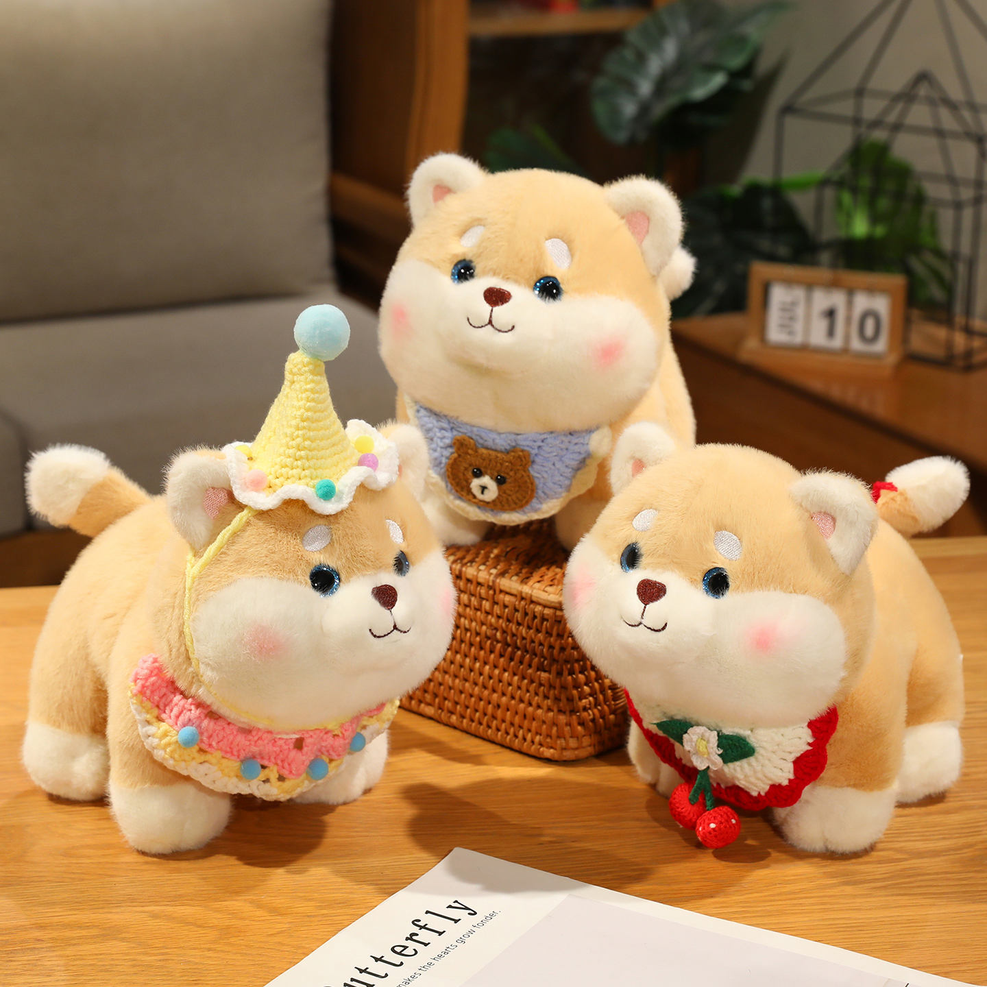 Bonita muñeca de bambú, pastel de cumpleaños, sombrero de bambú, muñeca de peluche, juguetes de peluche para niños, regalo de cumpleaños tranquilizador