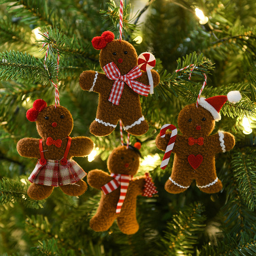 Cross-border new product Christmas tree brown gingerbread man fabric pendant Christmas decoration scene decoration decoration wholesale
