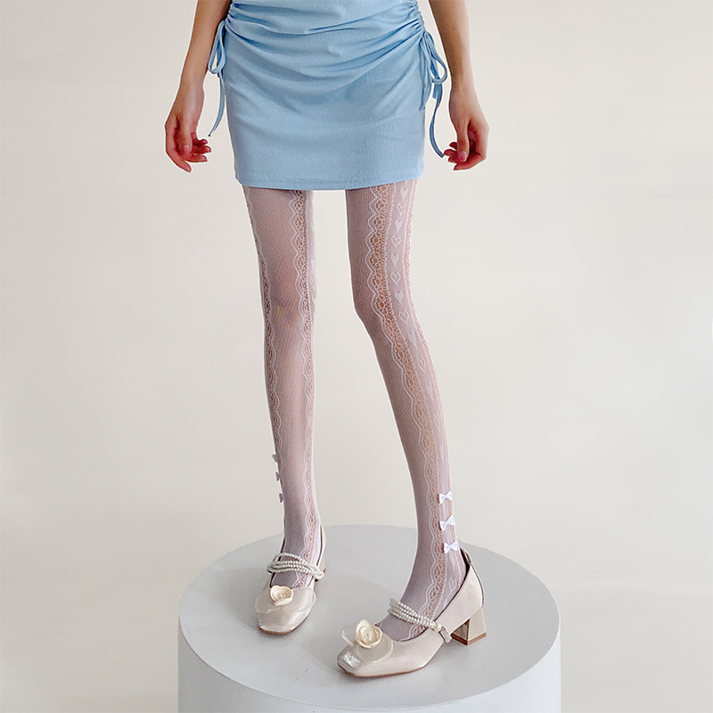 Medias de verano mujeres primavera verano delgado arco de malla calcetines huecos amor piernas huecos calcetines