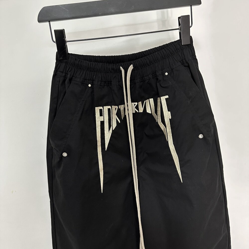 Dark Slogan Embroidered Silk Twill Wide Leg Straight Leg Loose Trousers mid Waist Long Pants Non-Stretch Care_mkmklike.com