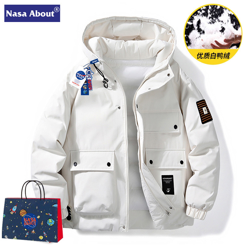 NASA ABOUT旗舰店冲锋衣羽绒服男士新款冬季潮牌鸭绒保暖情侣外套