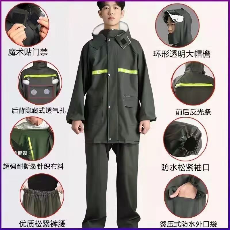 Pantalones de lluvia a prueba de explosiones para llevar tipo dividido todo el cuerpo a prueba de lluvia tormentosa para hombres y mujeres ciclismo reflectante a prueba de lluvia doble capa