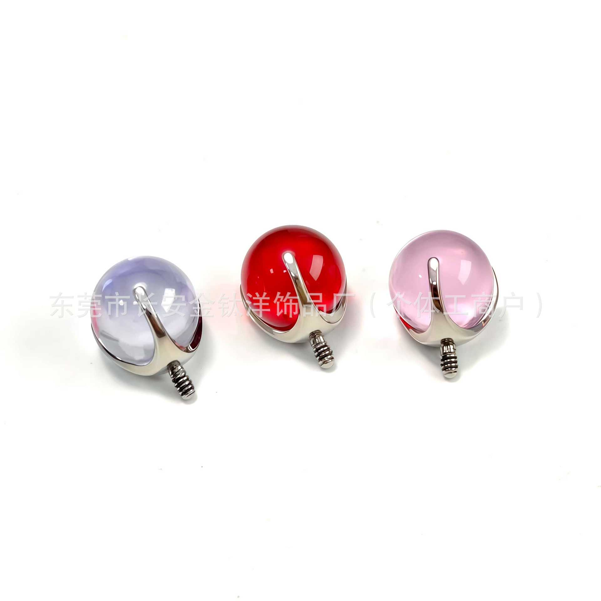 F136 Titanium Round Ball Three-Claw Glass Ball Lip Nail Tongue Nail Ear Nail G23 Titanium Alloy Body Piercing Jewelry Ear Bone Nail detail image 7
