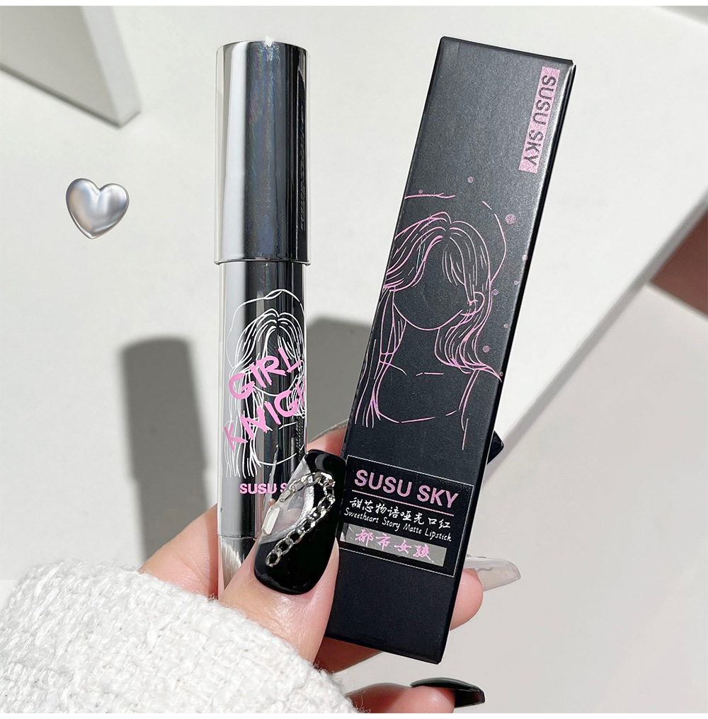 SUSU SKY Sweet Core Story Matte Lipstick Velvet Whitening Lip Gloss Rich Color Color without drying out Cross-border makeup undefined