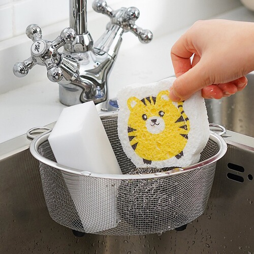 Stainless steel triangle drain basket leftovers filter artifact filter basket dishcloth drain rack