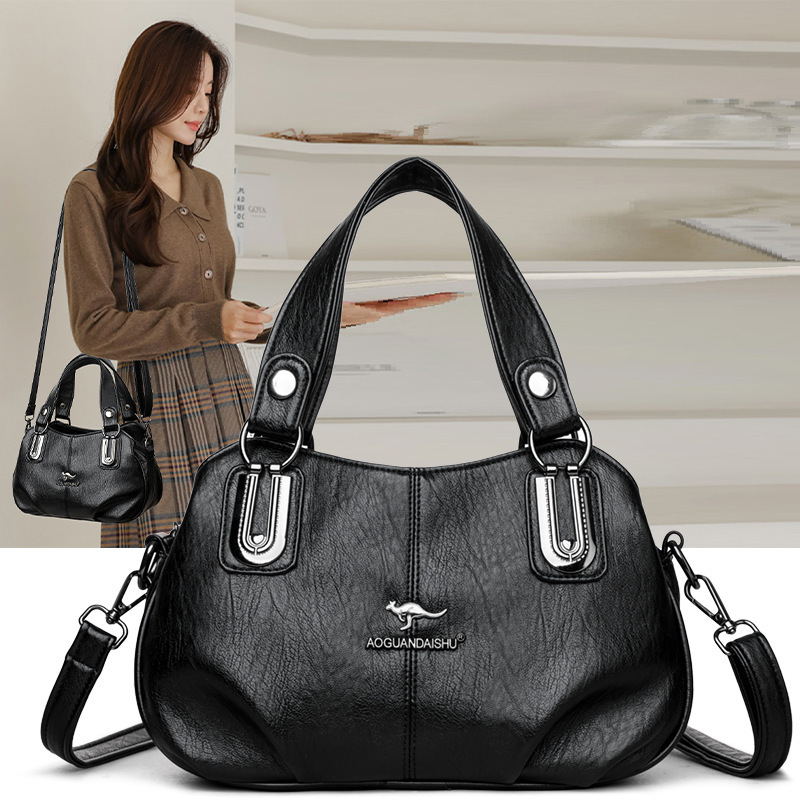 Cross-Border Women's European and American Bags New Middle-Aged Mother's Handbag Retro Versatile Multi-Layer Large Capacity Single Shoulder Crossbody Bag
