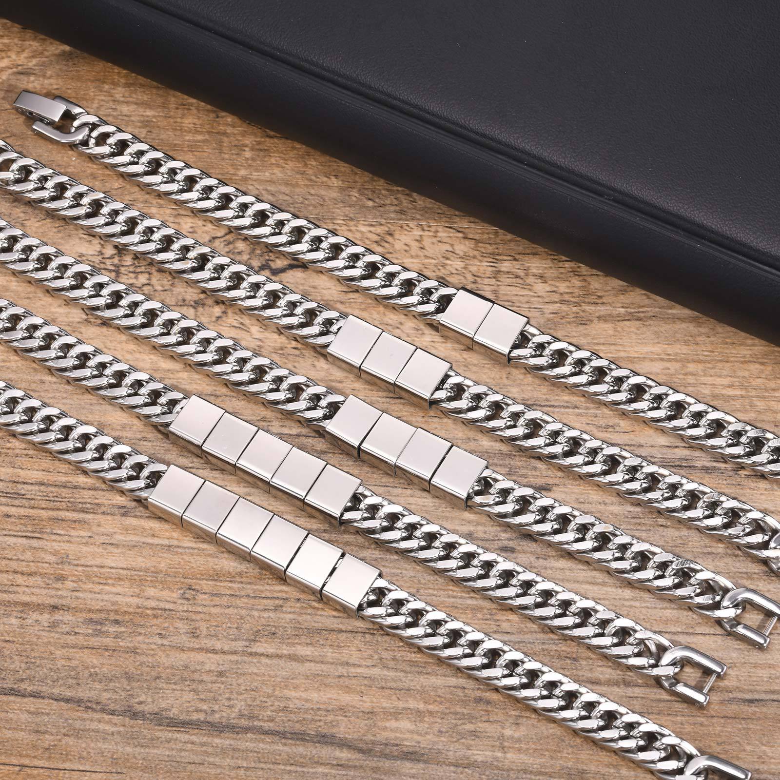 Titanium Steel Cuban Chain Bracelet Geometric Design For Men_voghion.com