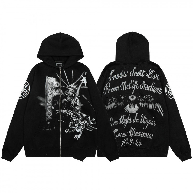 2025秋冬新款 T.S 女神恶魔字母图案圆领套头卫衣男女同款一件批