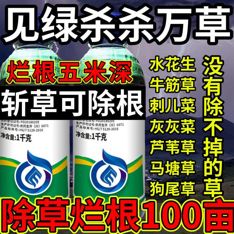见绿杀杀万草高浓度精草铵膦铵盐水花生斩草除根杂草烂根除草剂