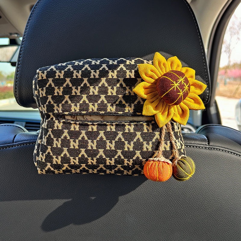 Caja de pañuelos para coche Caja de dibujo de coche creativa para mujer Caja de apoyabrazos para coche Bolsa de dibujo para colgar suministros de decoración de coche para mujer