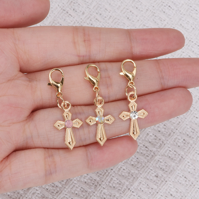 クロスボーダー合金ダイヤモンド小十字ペンダントパーソナライズ DIY ネックレスブレスレットジュエリーアクセサリー|undefined