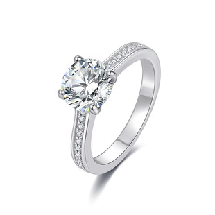 Cross-Border European and American Hot-Selling Classic S925 Sterling Silver 1 Carat Moissanite Four-Claw Ring Fashion Jewelry Factory Wholesale