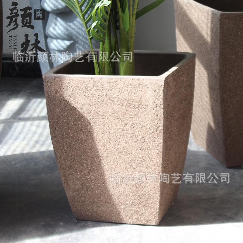 Cuadrado cerrado fondo maceta de cerámica gruesa maceta de paisaje de gran tamaño maceta de árboles de plantación maceta de árboles de semillas espesar maceta de arena violeta transpirable