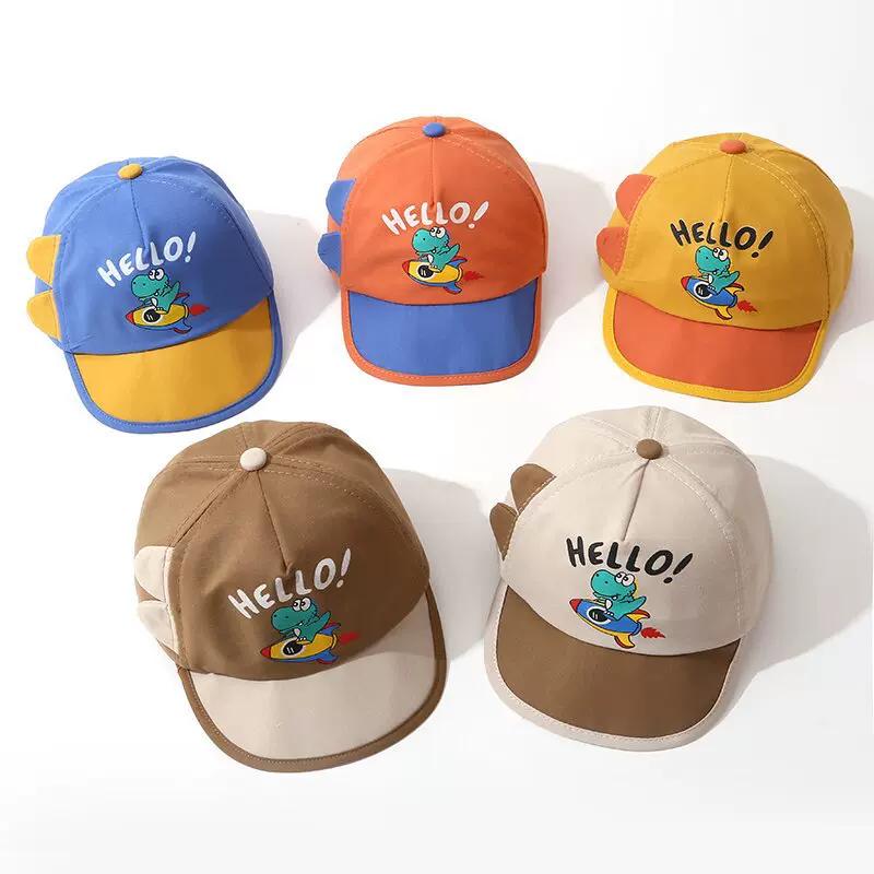 新款卡通超萌宝宝鸭舌帽防晒男女宝宝帽薄款遮阳儿童棒球帽潮恐龙