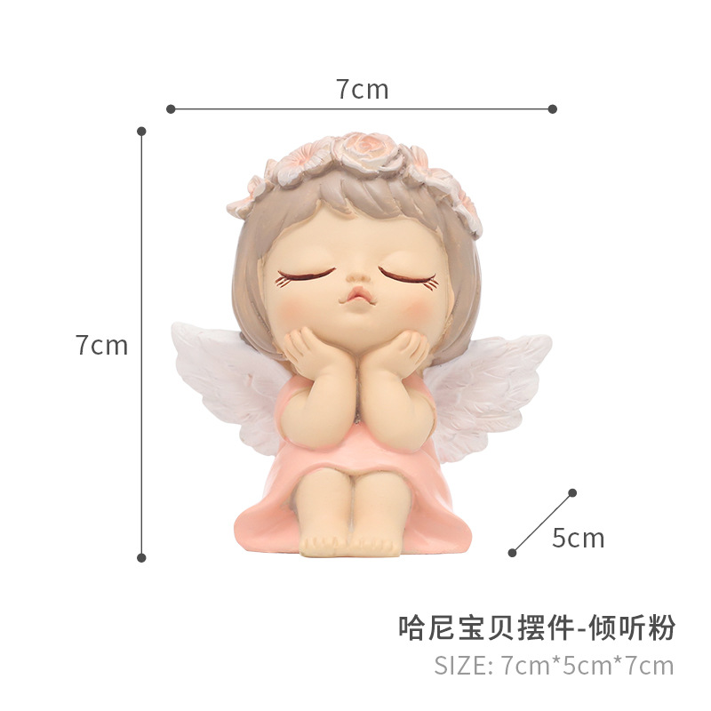 Creativo Hani Ángel decoración del hogar sala de estar decoración de escritorio artesanía de resina pequeña decoración DIY muñeca regalo