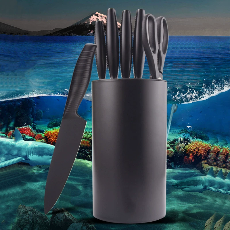 Universal knife stainless steel reusable, plastic scissors, storage system
