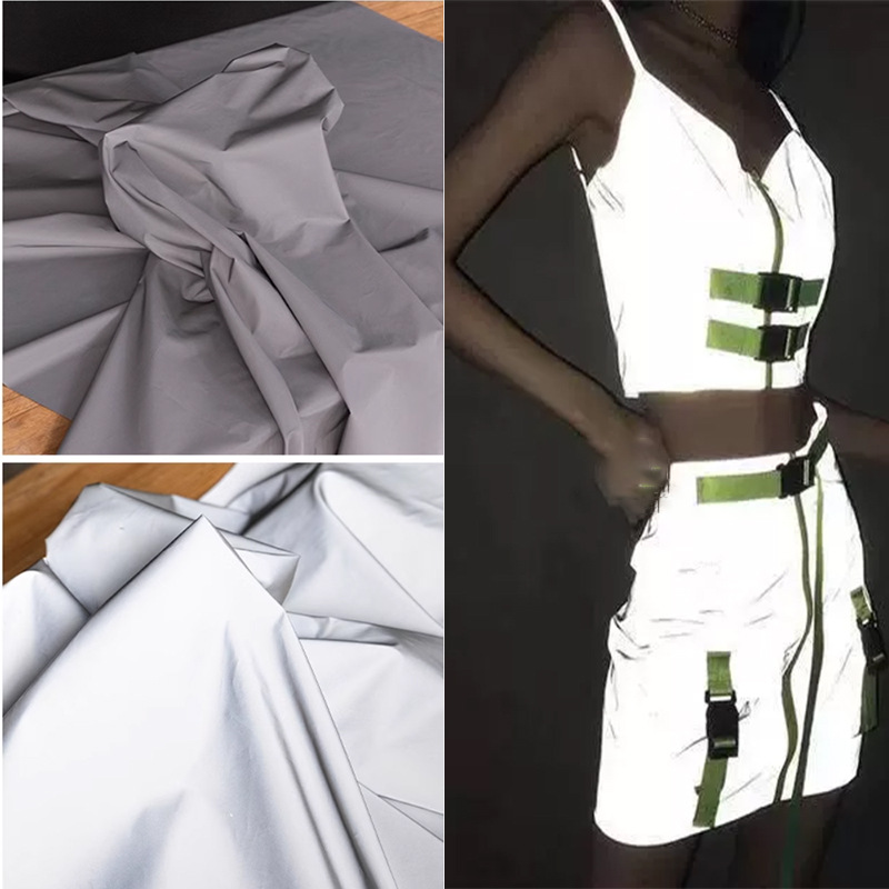 反光夜光/灰银色安全警示 特殊创意反光布时装设计师风衣西装面料