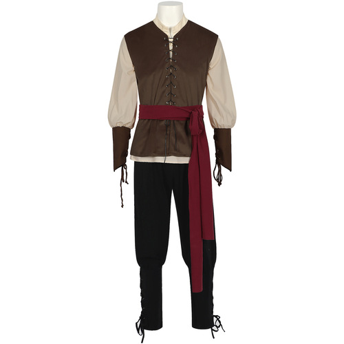 2025 New Medieval Viking Men's Pirate Costume Vests Shirts Bootcut Pants Accessory Set Foreign Trade Clothing