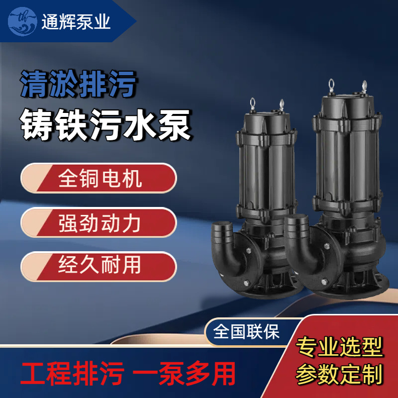 WQ污水泵380v三相电机耐腐蚀抽粪泥浆无堵塞提升潜水排污泵厂家