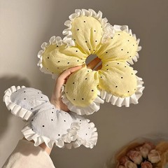 韩国蓝色系列奶油小众格子大肠发圈低马尾丸子头绳女高级感头饰品