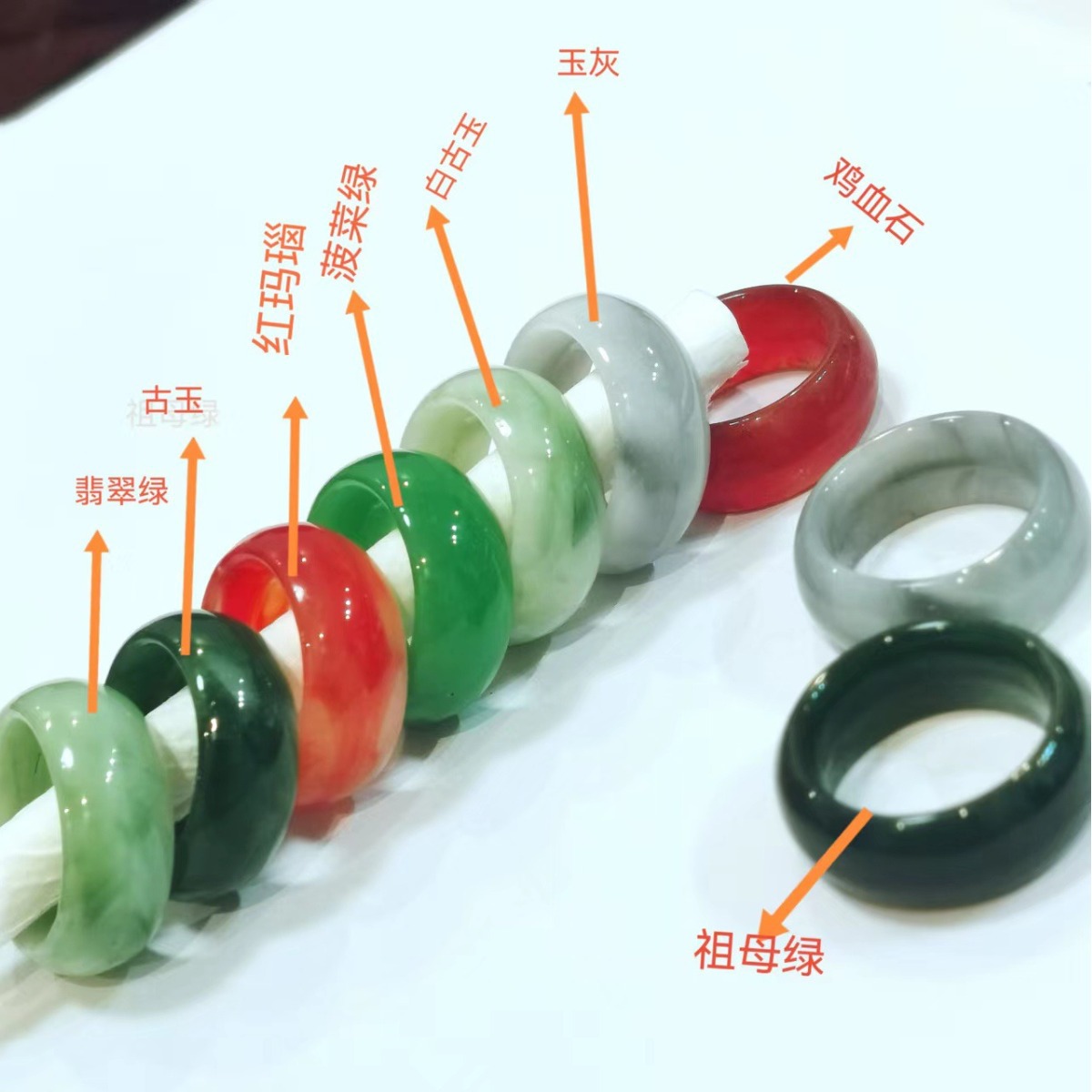 Glass ring imitation Agate Finger imitation jade ring running ring jewelry manufacturers wholesale