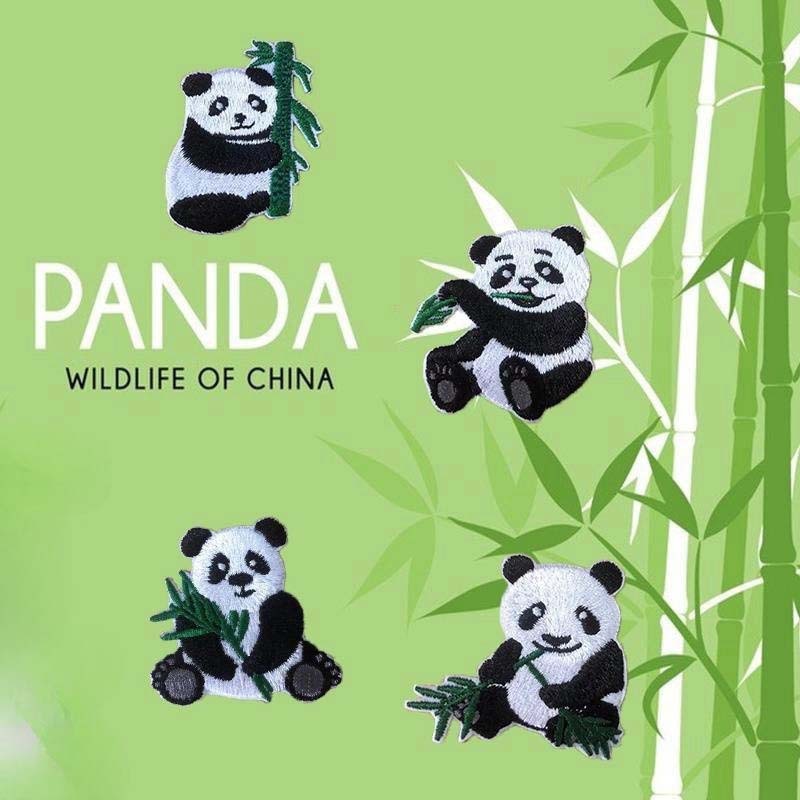 缤燕刺绣布贴电脑绣花章中国风国潮小熊猫竹子自粘款衣服装饰补丁