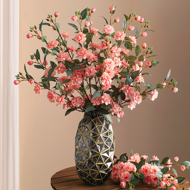 山花假花摆设客厅餐桌花轻奢花卉装饰摆件绢花插花瓶
