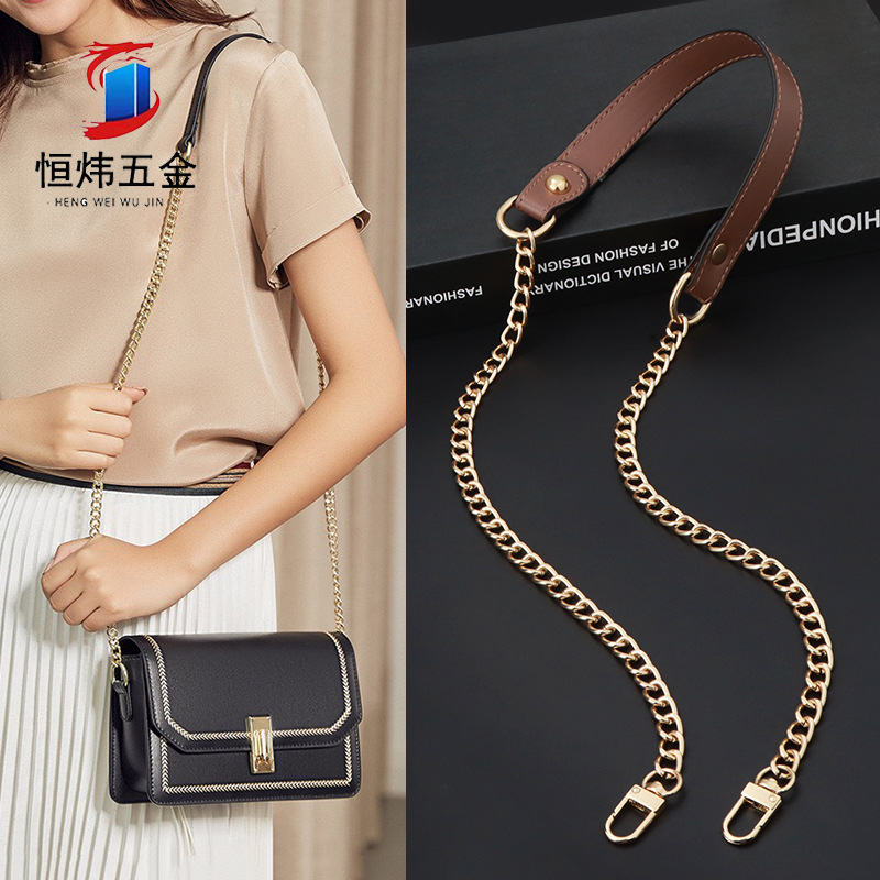 Bag chain Diagonal Shoulder strap Diagonal package chain parts Small square One shoulder PU Bag with replace Metal Packet chain