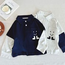 现货儿童polo山2025秋冬男童日系休闲翻领上衣童秋季长袖打底翻领