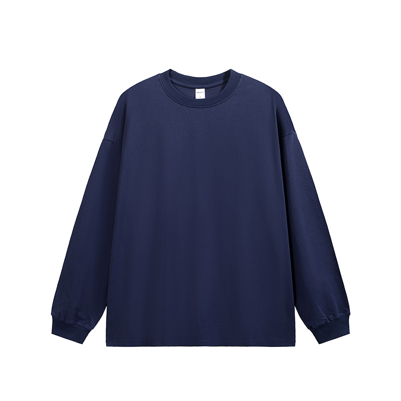 JIEZHAN | 305Gfog カラー長袖 Tシャツ 25 秋アメリカンソリッドカラーコットンルーズカップルボトリングシャツ