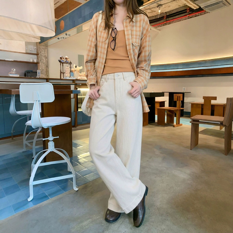 Old money style, high-end white wide-leg Tencel denim pants for women, loose and versatile straight-leg floor-length pants for autumn 6138 Old money style, high-end white wide-leg Tencel denim pants for women, loose and versatile straight-leg floor-length pants for autumn 6138
