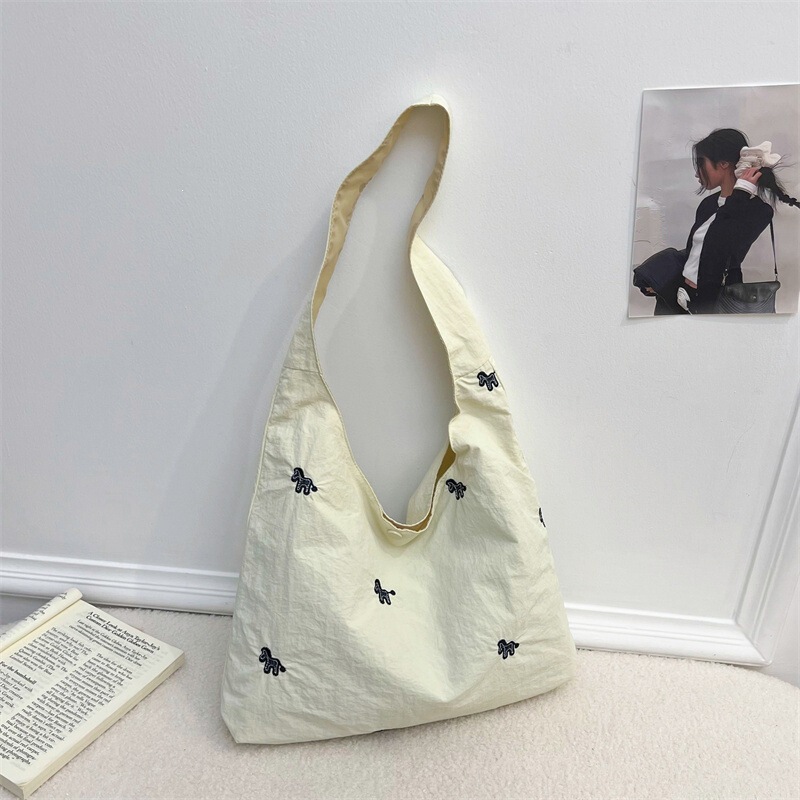 New Niche Women's Bowknot Shoulder Bag, Large Capacity Designer Style Versatile Fabric Bag, Trendy Shopping Bag