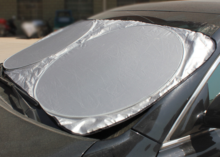 Car Sunshade Front Windshield Sunshade Coated with Silver Titanium Silver Sunshade Car Double Circle Front Sunshade