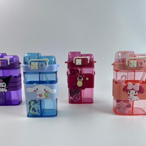 Cartoon Plastic Cup Cute Dual-Drinking Cup Portable On-the-Go Cup High-End Sipper Cup TH02122