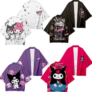 Japanese cute style coolomi kuromi cloak feather woven kimono 3D digital printing factory direct one-piece delivery