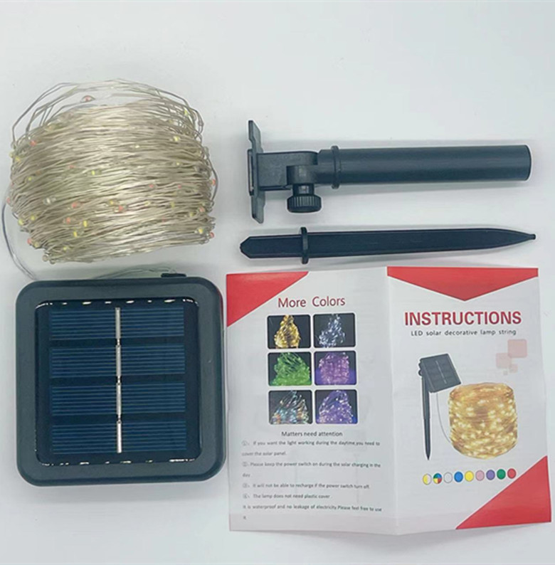 LED lámpara de alambre de cobre solar al por mayor de carga de control remoto Cadena de luz solar de Navidad atmósfera al aire libre patio Lámpara decorativa