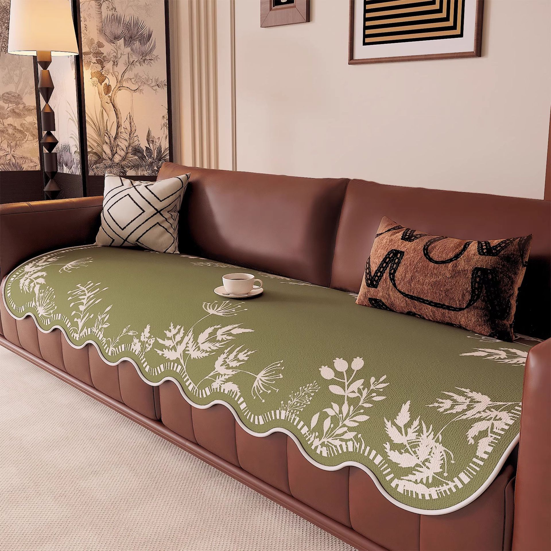 Cojín de sofá retro anti-gato 2025 nuevo cojín de chenilla irregular de forma especial, cubierta antideslizante fija, tela