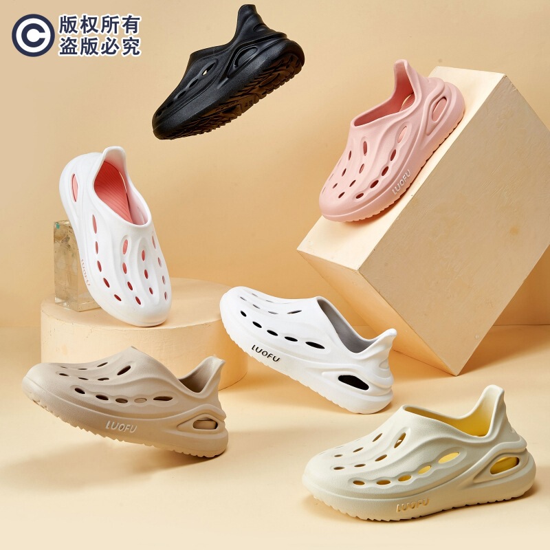 Luofu 2023 new non-slip soft bottom elastic sports outdoor comfortable hole shoes women's couple lightweight beach shoes