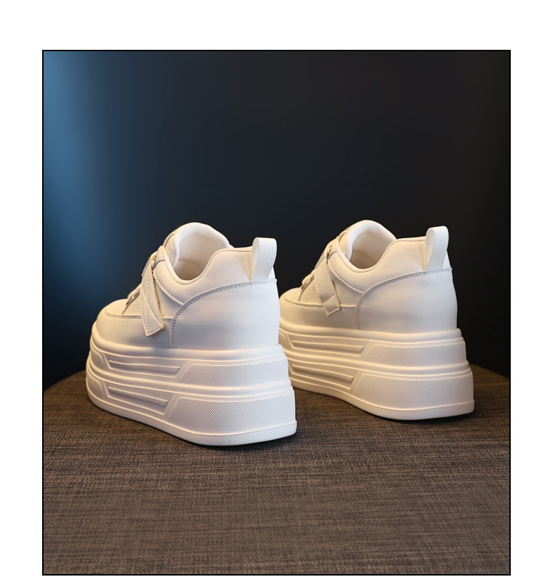 Giày sneaker nữ đế dày tăng chiều cao 9,5 cm, dây Velcro trắng phong cách thể thao — màu be chi tiết 20