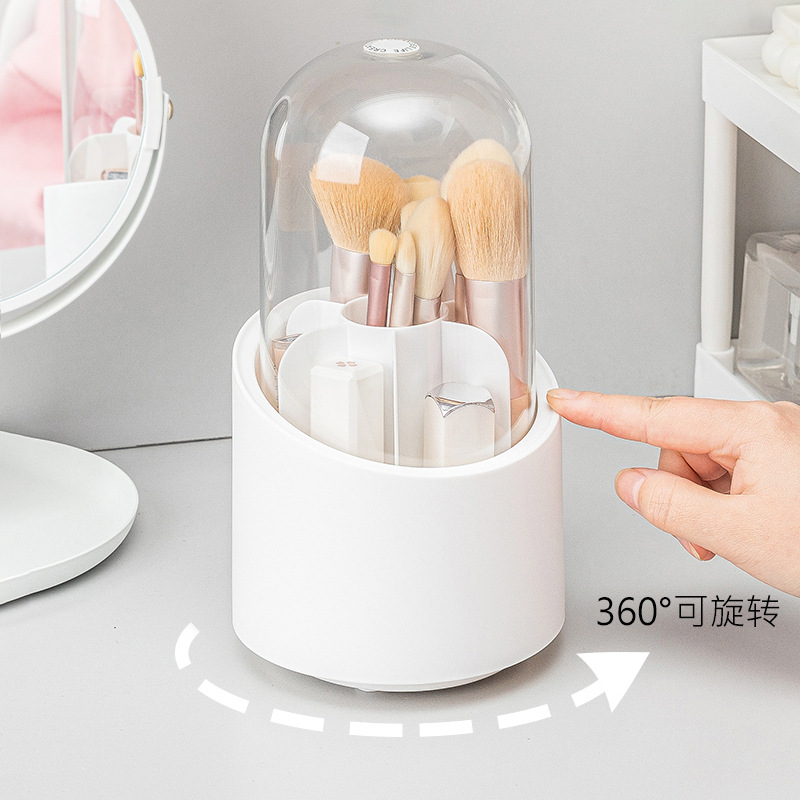 360-degree rotating cosmetic brush storage cylinder, dustproof eyeshadow brush holder, vanity table organizer, desktop pen holder, storage box, basket