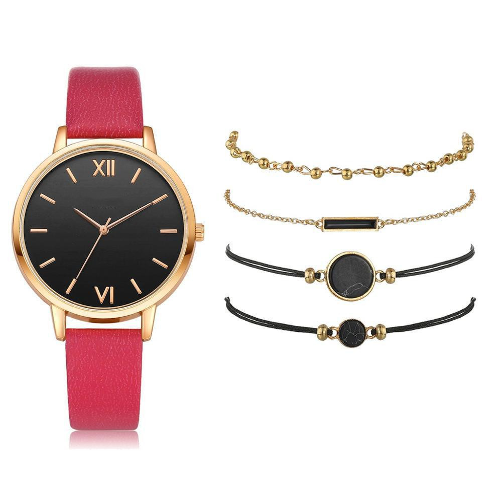 ins new minimalist watch set quartz watch trend pu strap ladies watch strap bracelet set_voghion.com