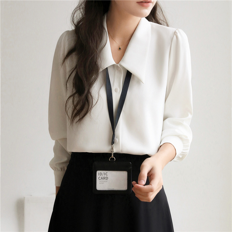 实拍2025春秋白色衬衫女长袖职业正装教师公务员服装事业编面试装|undefined