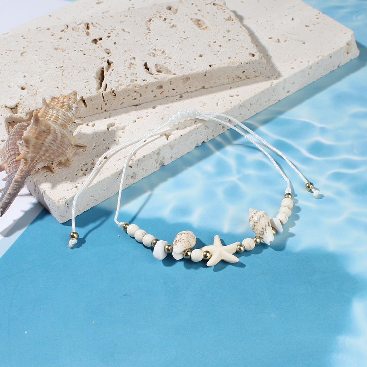 All Seasons Season Casual Style Marine Style Starfish Eye Shell Rope Shell Cord String Stretch Adjustable String Bracelets Wholesale