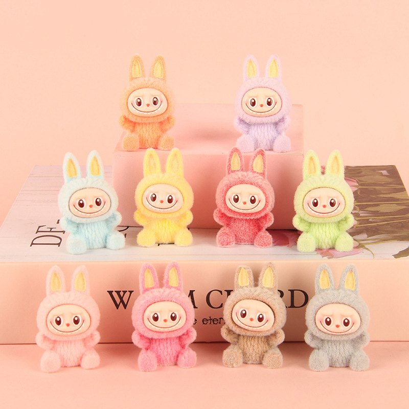 Cute Trendy Macaron Color Flocked Cloth Ornaments Resin DIY Jewelry Accessories Mini Doll Ornaments