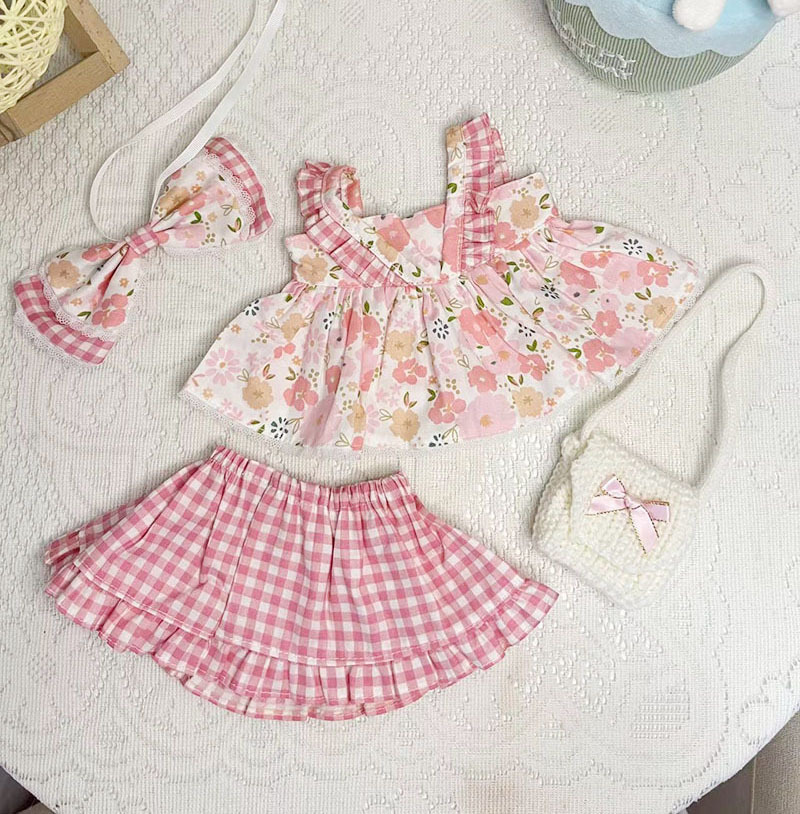 핑크 체크 스프링 플로럴 + 가방