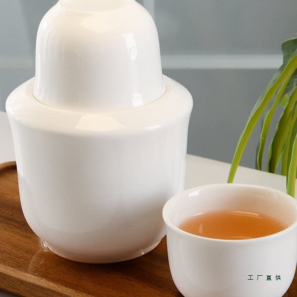 骨瓷黄酒温酒器家用一人份酒杯烫酒陶瓷老式复古温酒壶三件套陶瓷