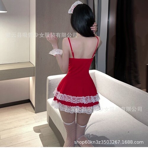 Sexy lingerie maid suit uniform tempting sexy provocative short skirt no need to take off cos maid nightgown 1010-2