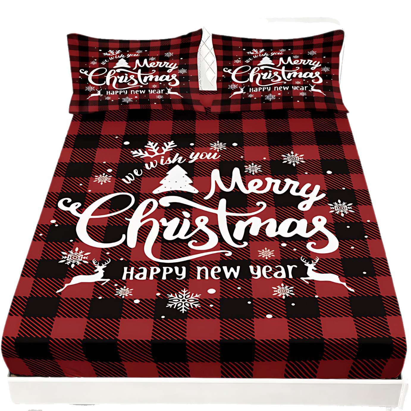 TEMU / JIT transfronterizo textil de moda de Navidad impresión digital HD cama de cama de cama de almohada de cama